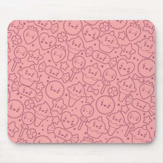 Mousepad Teste padrão de Kawaii com bolos bonitos (Frente)