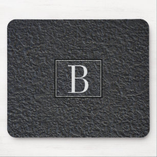 Mousepad Teste padrão de mármore preto Monogrammed