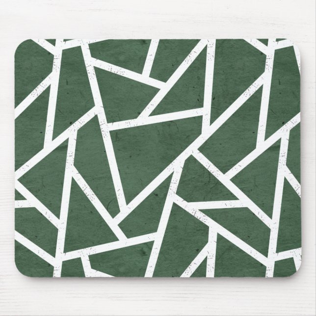 Mousepad Teste padrão de mosaico verde e branco (Frente)