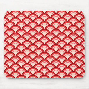 Mousepad Teste padrão de onda do art deco - vermelho e