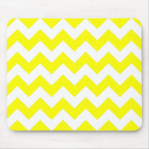 Mousepad Teste padrão de ziguezague branco e amarelo