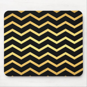 Mousepad Teste padrão de ziguezague Dourado & preto