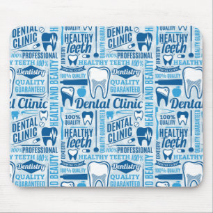 Mousepad Teste padrão dental azul da clínica