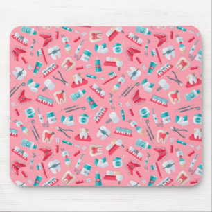 Mousepad Teste padrão dental cor-de-rosa