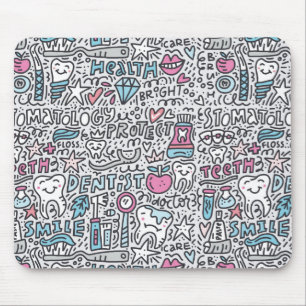 Mousepad Teste padrão dental dos desenhos animados