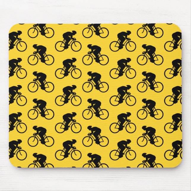 Mousepad Teste padrão do cavaleiro da bicicleta. Amarelo e (Frente)