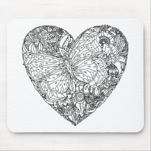 Mousepad Teste padrão do coração da borboleta