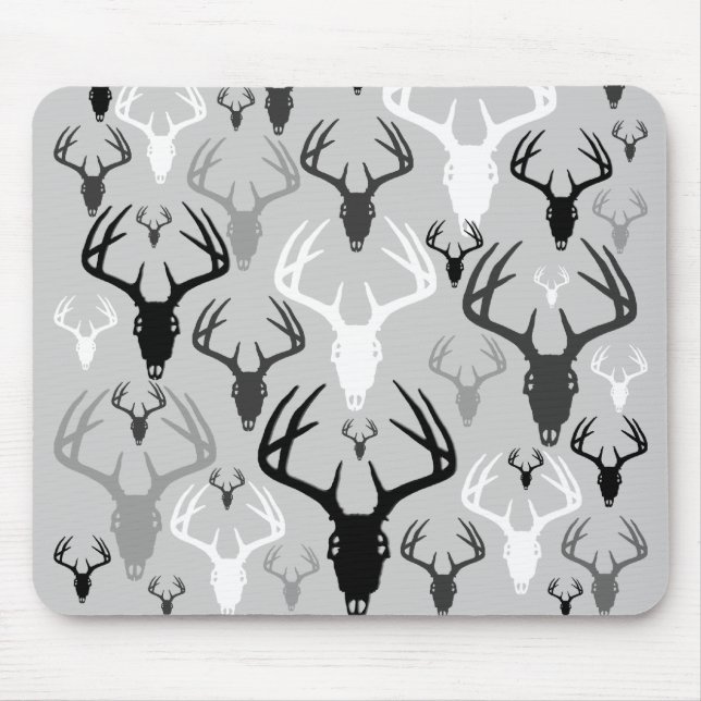 Mousepad Teste padrão do crânio dos Antlers dos cervos (Frente)