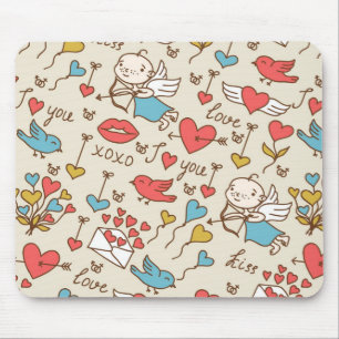 Mousepad Teste padrão do dia dos namorados com Cupido