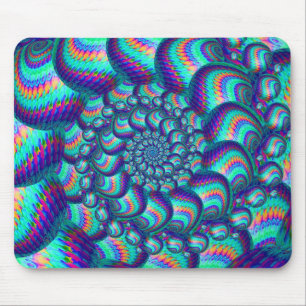 Mousepad Teste padrão do Fractal das bolas do azul de