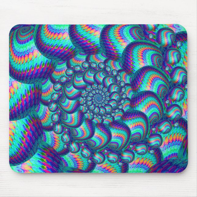 Mousepad Teste padrão do Fractal das bolas do azul de (Frente)
