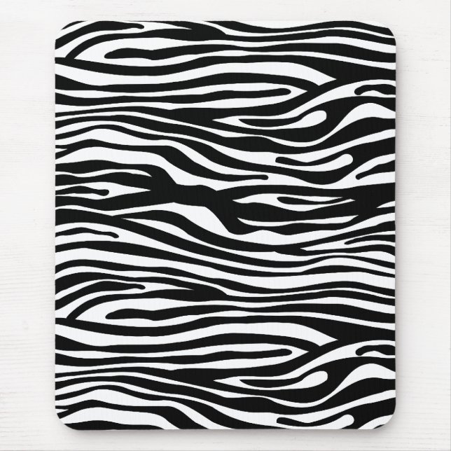 Mousepad Teste padrão do impressão da zebra - preto e (Frente)