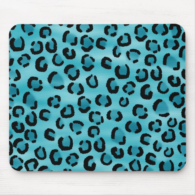 Mousepad Teste padrão do impressão do leopardo da cerceta (Frente)