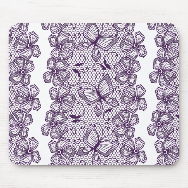 Mousepad Teste padrão do laço com borboletas (Frente)
