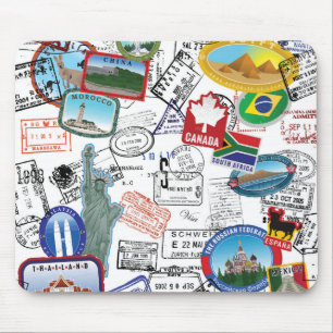 Mousepad Teste padrão do passaporte do mundo