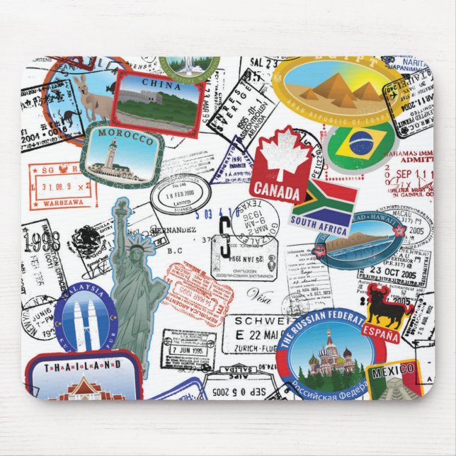 Mousepad Teste padrão do passaporte do mundo (Frente)