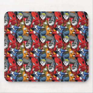 Mousepad Teste padrão do patinete dos gatos & dos cães