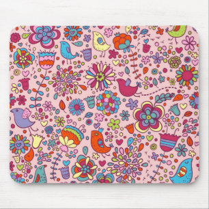 Mousepad Teste padrão do primavera com flores coloridas