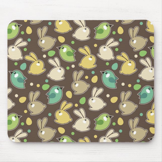 Mousepad teste padrão do primavera com ovos da páscoa, (Frente)