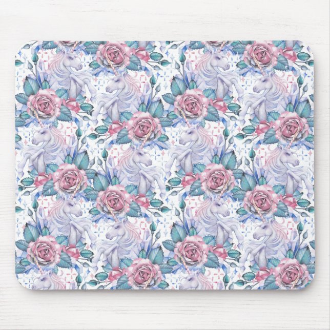 Mousepad Teste padrão do rosa do rosa & do azul (Frente)