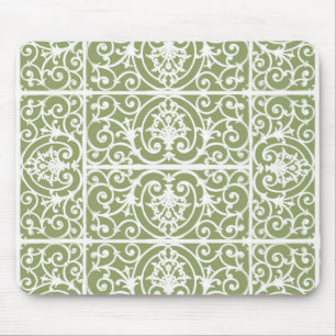 Mousepad Teste padrão do scrollwork da verde azeitona