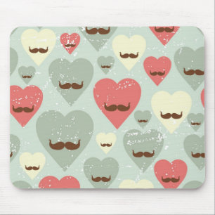 Mousepad Teste padrão dos namorados com coração e bigode