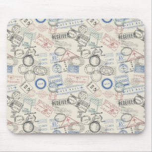 Mousepad Teste padrão dos selos postais do mundo
