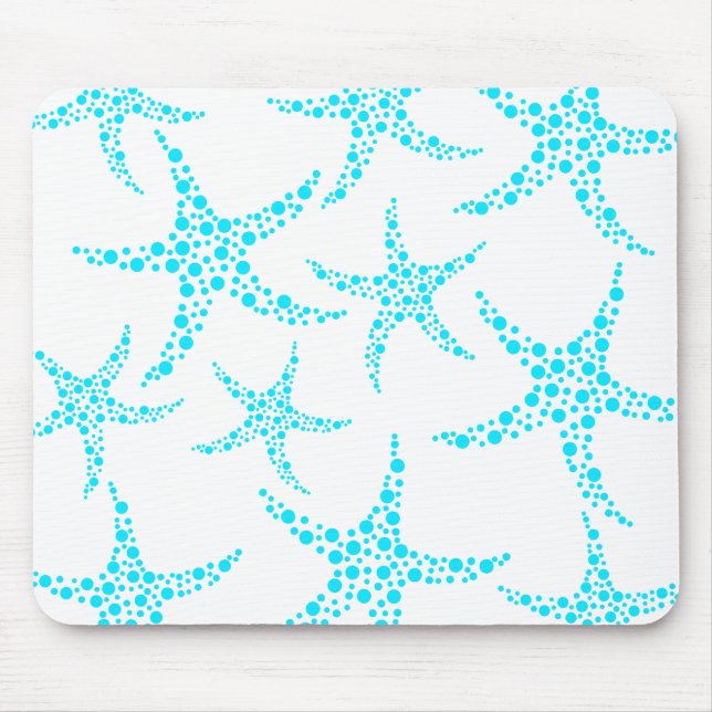 Mousepad Teste padrão Dotty da estrela do mar na turquesa e (Frente)