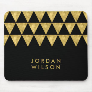 Mousepad Teste padrão Dourado do triângulo do falso
