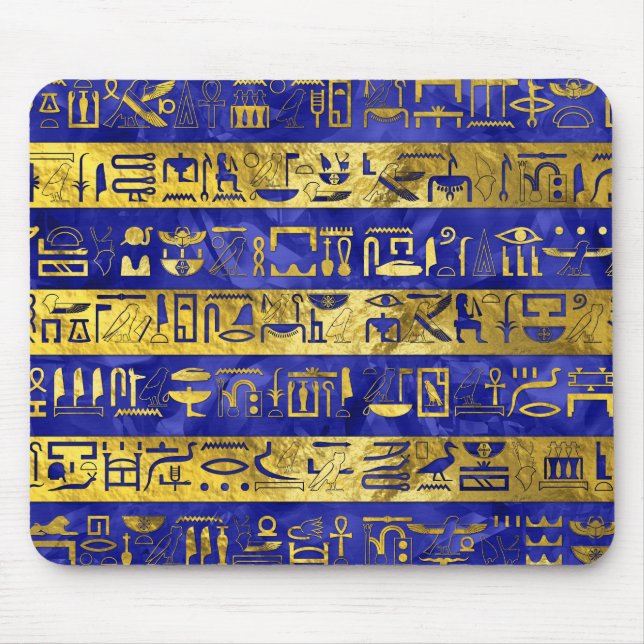 Mousepad Teste padrão egípcio dourado dos hieroglyphs (Frente)