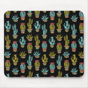 Mousepad Teste padrão escuro do cacto do Grunge