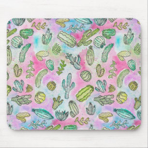 Mousepad Teste padrão feminino bonito do cacto do verão d