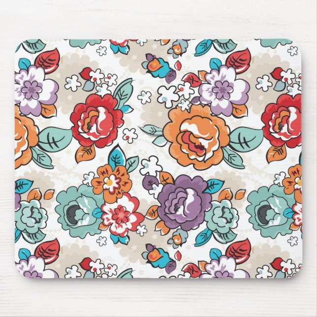 Mousepad Teste padrão floral 5 da elegância abstrata (Frente)