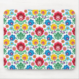 Mousepad Teste padrão floral da arte popular do coração