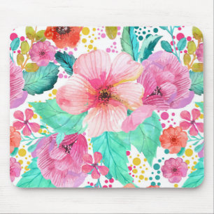 Mousepad Teste padrão floral da colagem da aguarela