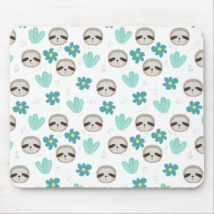 Mousepad Teste padrão floral da preguiça doce