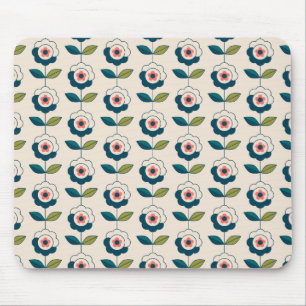 Mousepad Teste padrão floral de turquesa retro