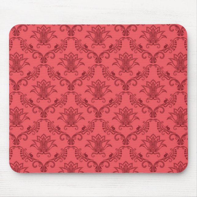 Mousepad Teste padrão floral do damasco (Frente)