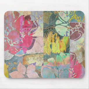 Mousepad Teste padrão floral do grunge da arte
