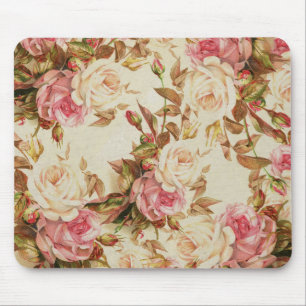 Mousepad Teste padrão floral dos rosas marrons brancos