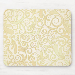 Mousepad Teste padrão floral Dourado das folhas
