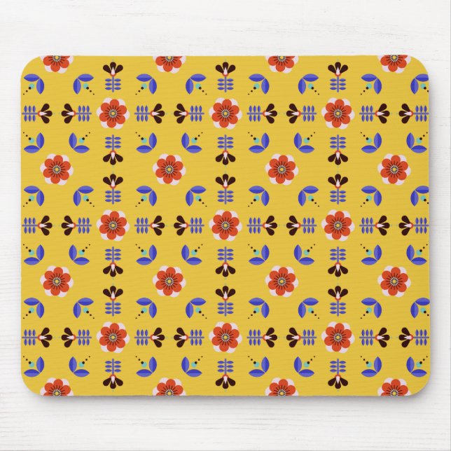Mousepad Teste padrão floral geométrico do estilo (Frente)
