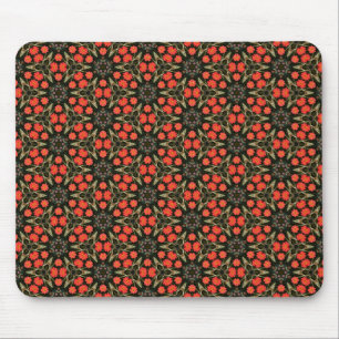 Mousepad Teste padrão floral geométrico vermelho