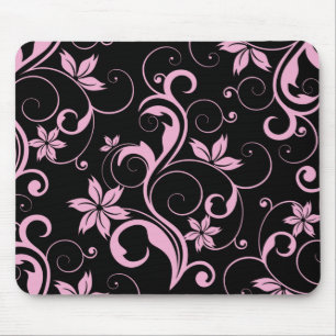 Mousepad Teste padrão floral moderno retro cor-de-rosa
