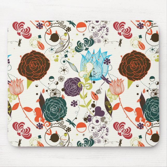 Mousepad Teste padrão floral retro 2 (Frente)