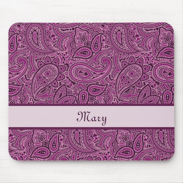 Mousepad Teste padrão floral roxo elegante de Paisley com (Frente)