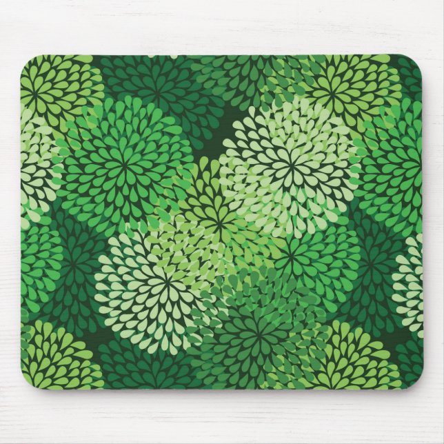 Mousepad Teste padrão floral verde (Frente)