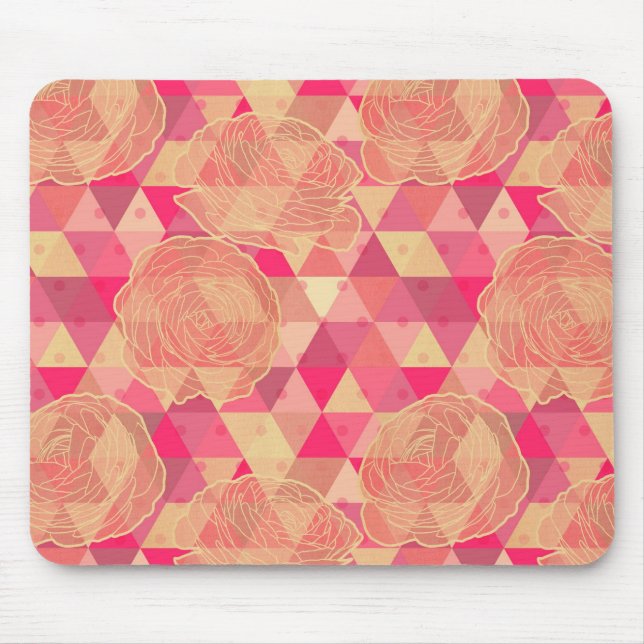 Mousepad Teste padrão geométrico da flor (Frente)