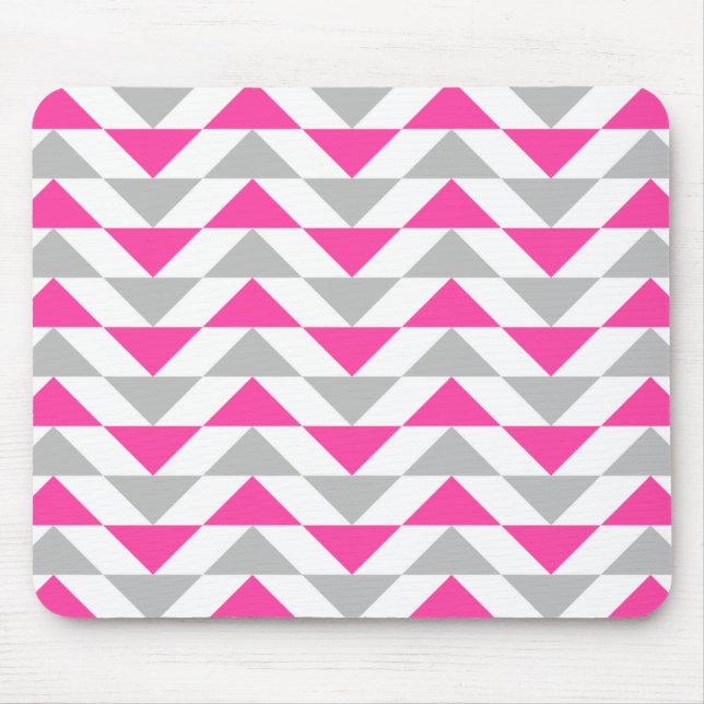 Mousepad Teste padrão geométrico do branco cinzento do rosa (Frente)