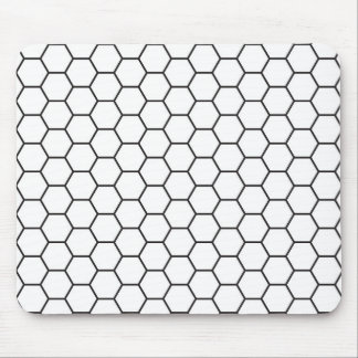Mousepad Teste padrão geométrico do hexágono preto e branco